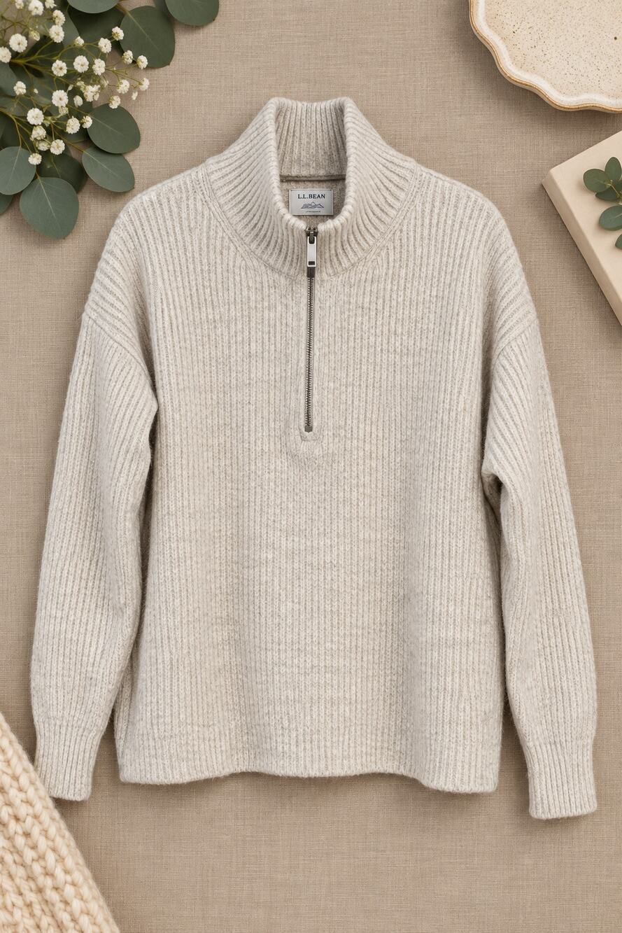 Old Navy Women’s Cream Chunky Knit 1/4 Zip Pullover Sweater Quiet Luxury Size L
